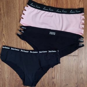 Laser Cut Panties Juicy Couture |XOXO Intimates Side Cutout Large Pink, Black